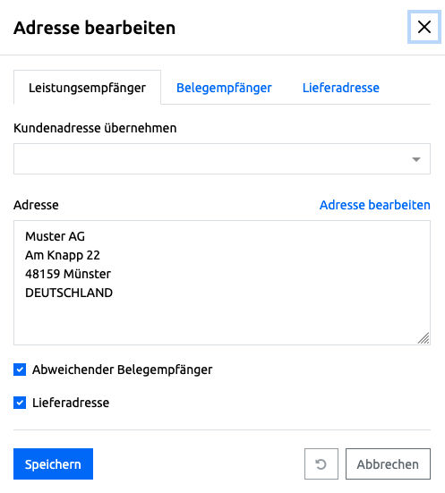 Adresse bearbeiten