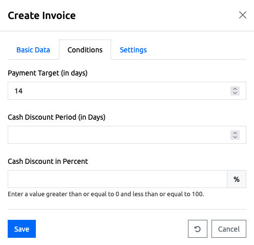 Invoice - Create Invoice - Conditions