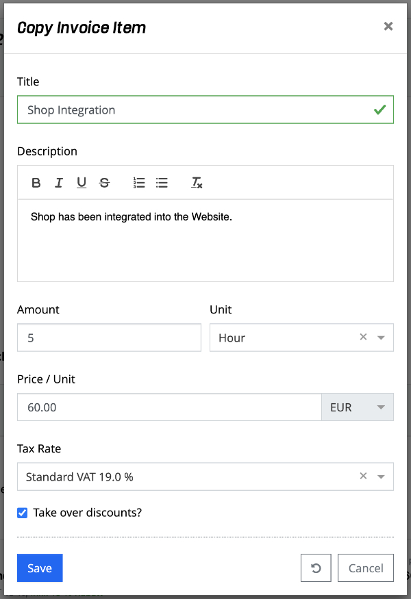 Copy Invoice Position