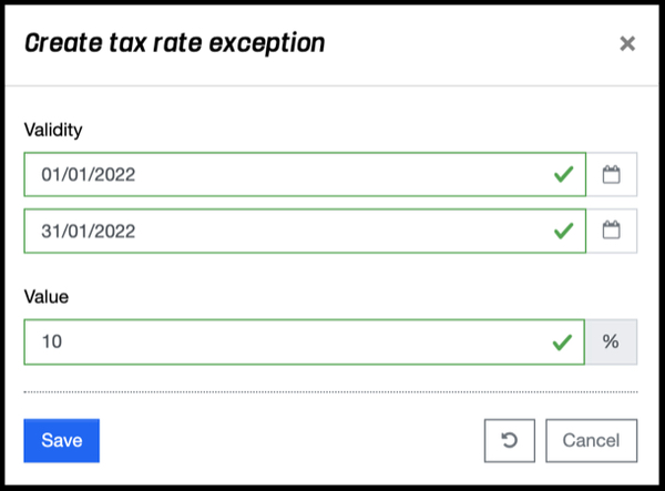 Tax Rates - Add Exception