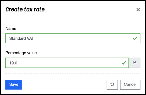 Tax Rates - Create Tax Rate