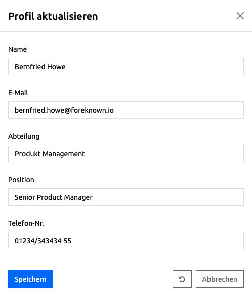 Benutzerprofil - Name und Mail ändern