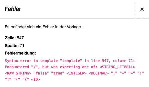 Fehler in der Vorlage