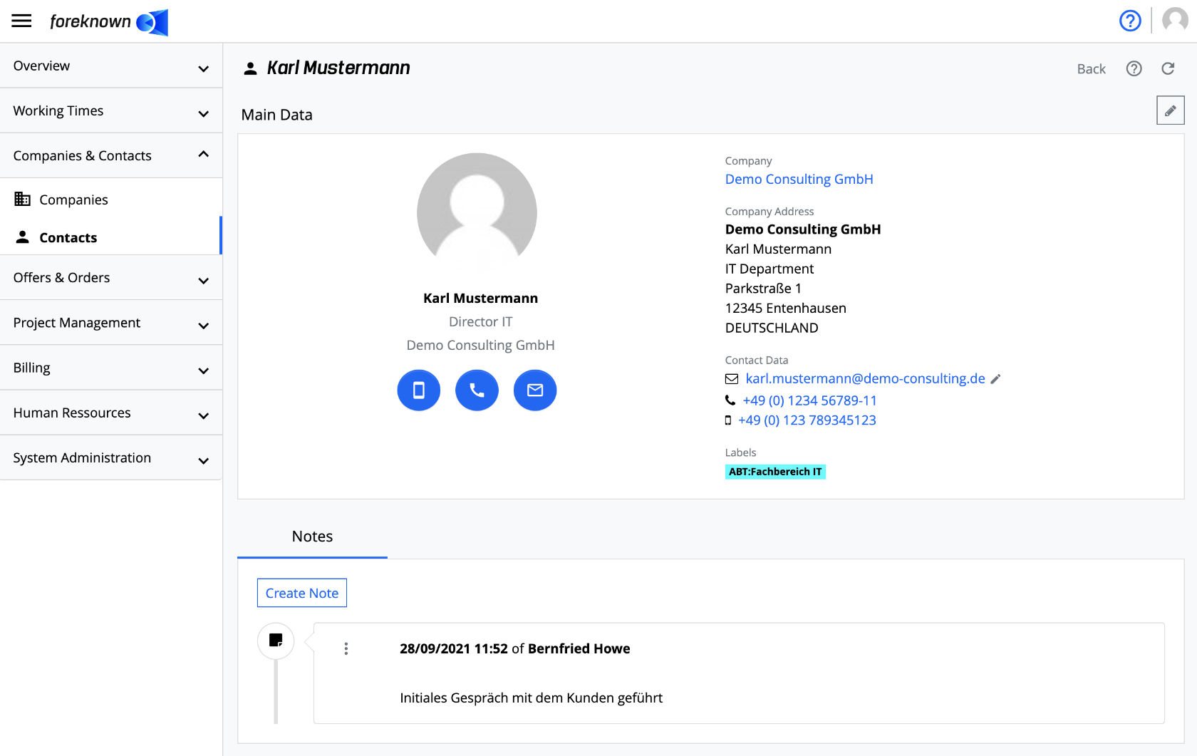 Contacts - Detailed View