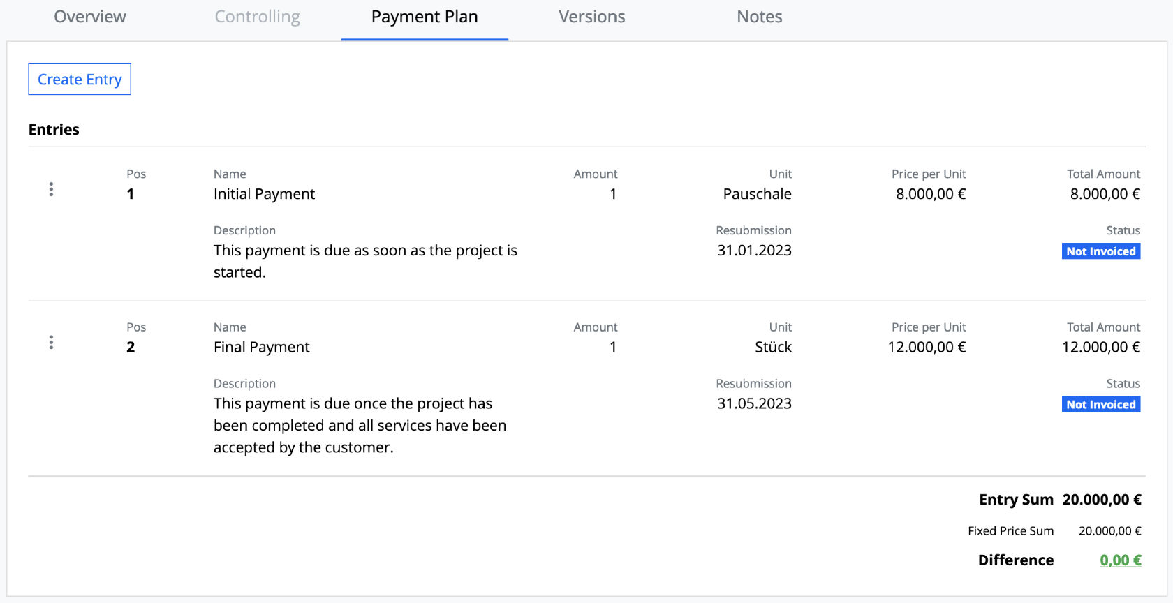 Orders - Payment Plan