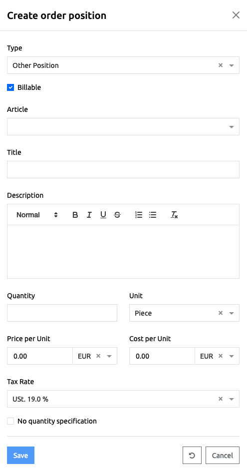 Orders - Other Order Positions