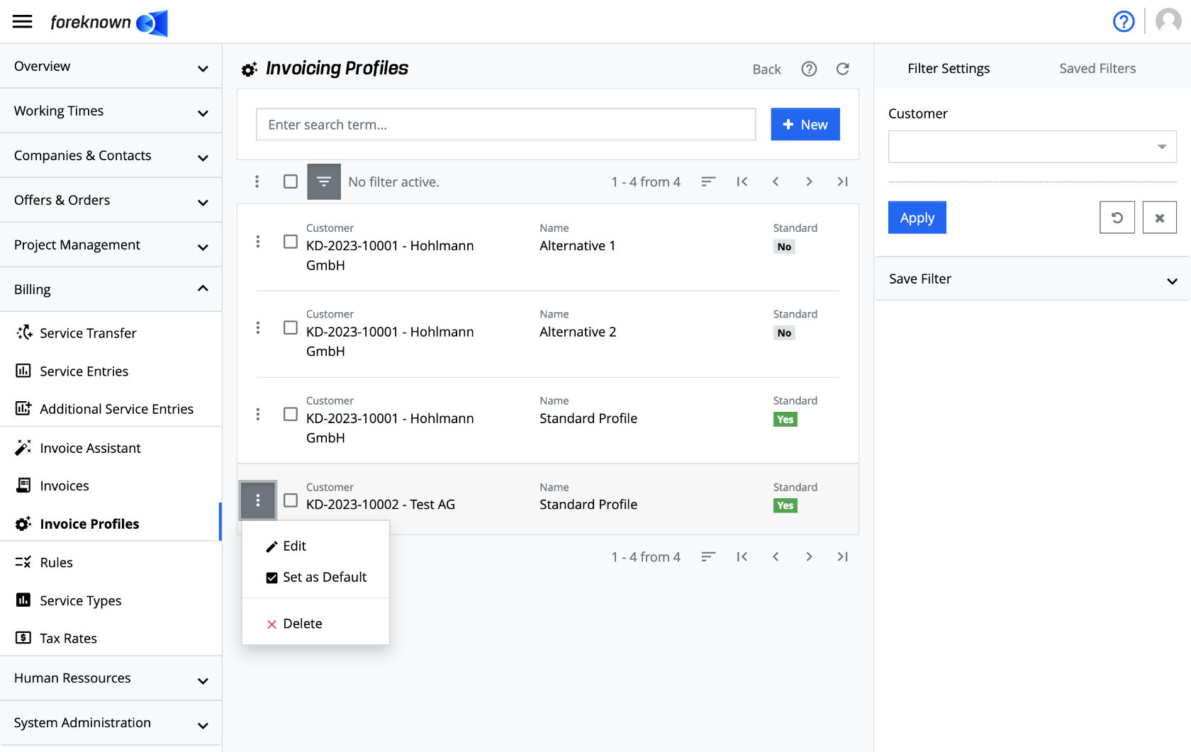 Invoicing Profiles - Overview