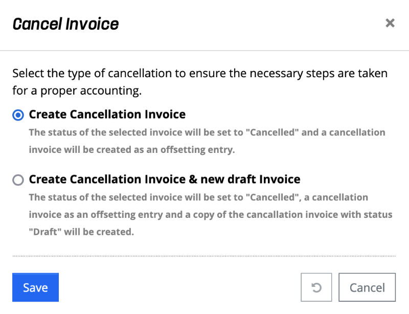 Cancel invoice