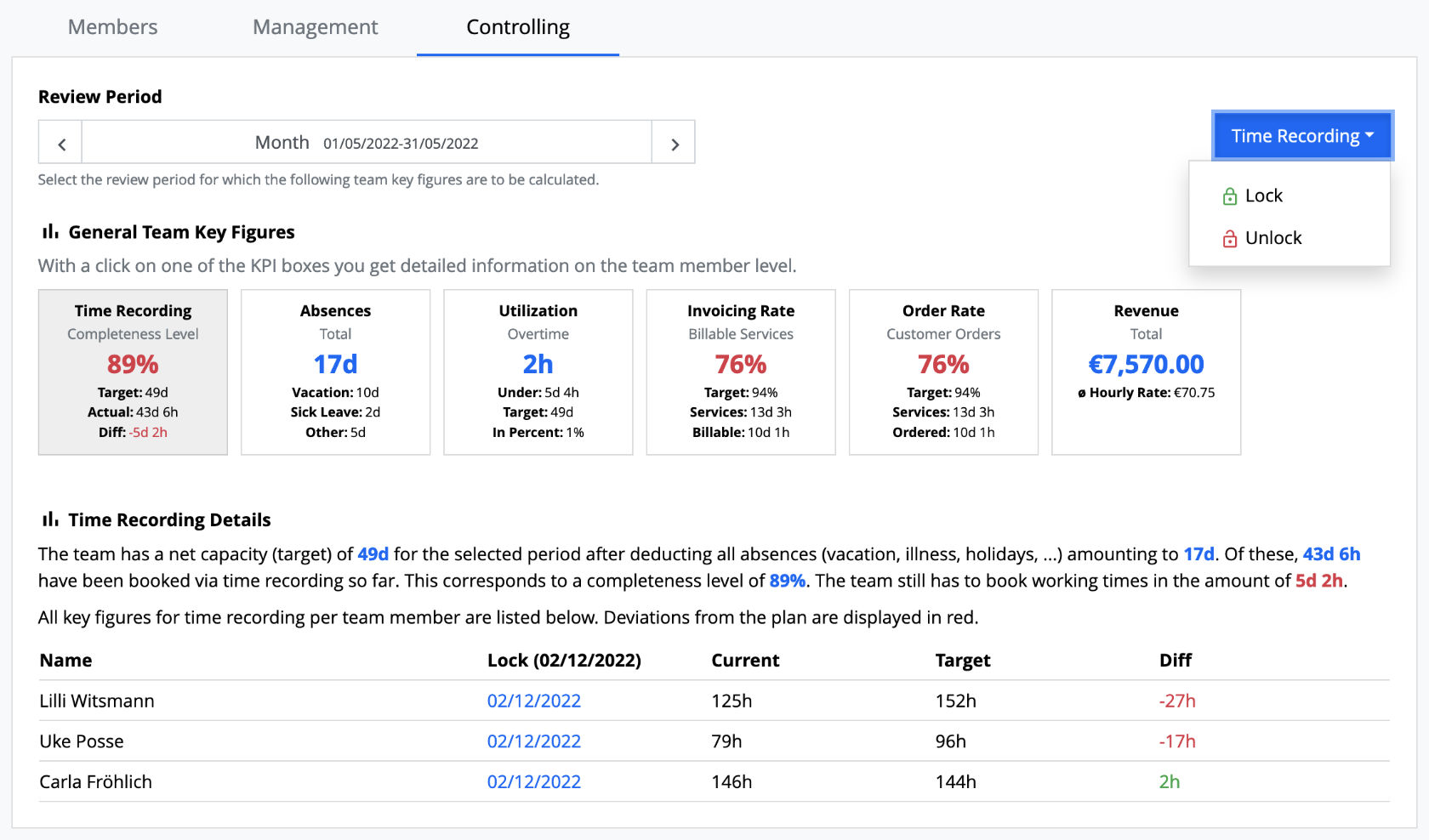 Teams - Controlling - Lock Time Recording